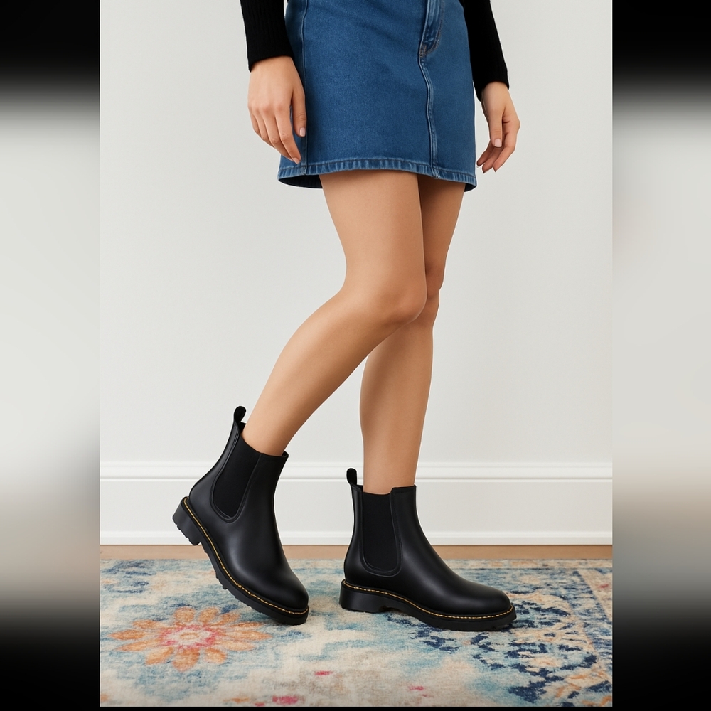 Igor Made In spain Black Chelsea Boots with Yellow Stitching. Size 41(9.5) EUC